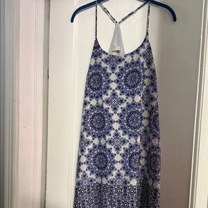 Everly Blue and White Geometric Dress